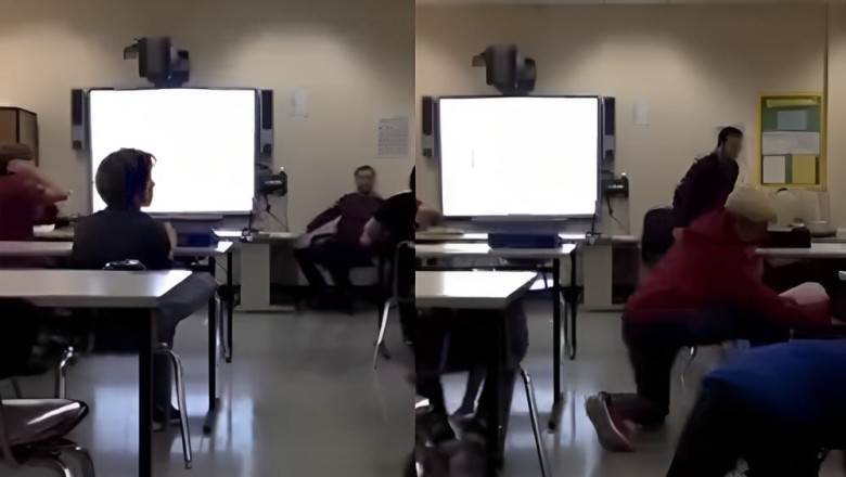 VIDEO: Schoolchildren hide under benches the moment earthquake struck Philippines