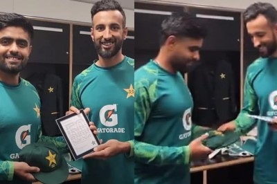 Shan Masood presents special souvenir, cap to Babar Azam on his 50th Test appearance