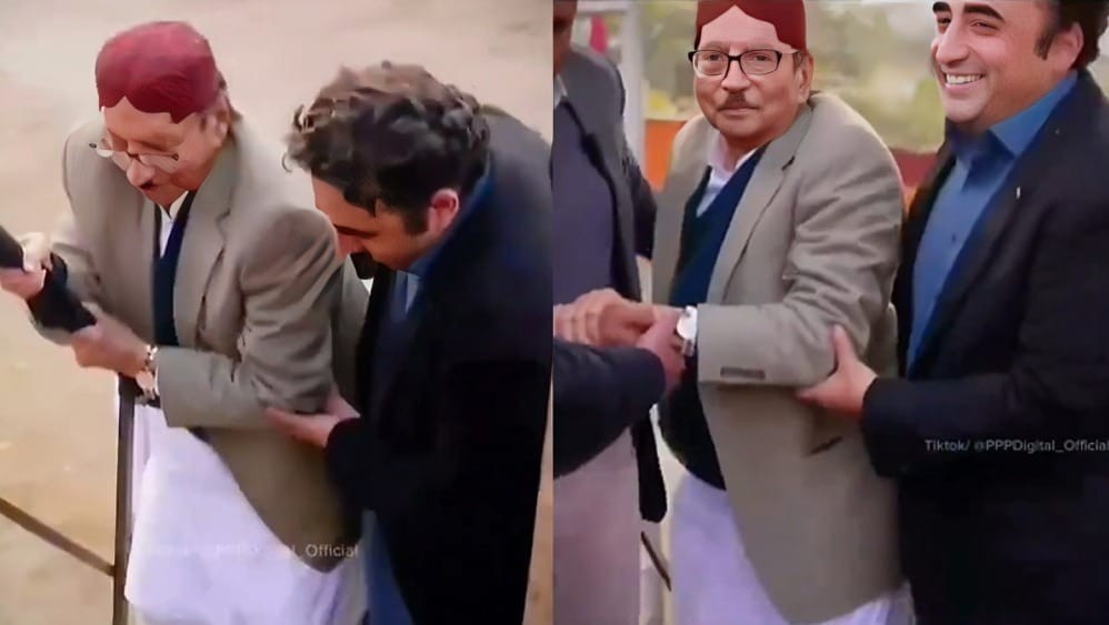 WATCH: Bilawal Bhutto Zardari helps Qaim Ali Shah climb the stage