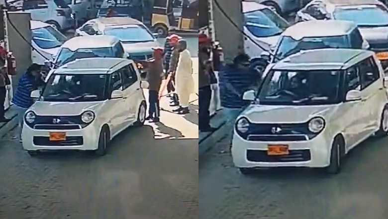 WATCH: Karachi man beats woman driver for parking in front of his car at petrol pump
