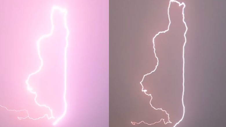 Lightning strike at Dubai's Burj Khalifa resembles map of Palestine