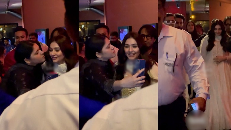 Fan kisses Durefishan Saleem at Ishq Murshid premiere