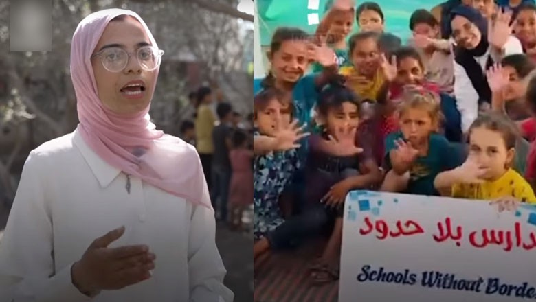 Palestinian woman sets up mobile school for Gaza's war-affected children