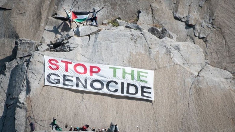 US climbers scale Yosemite's El Capitan to hang ‘Stop the Genocide’ banner
