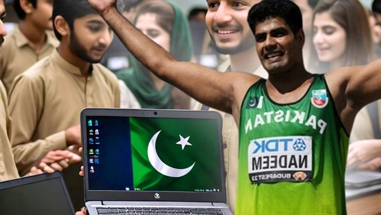 National hero Arshad Nadeem announces to gift 100 laptops to students