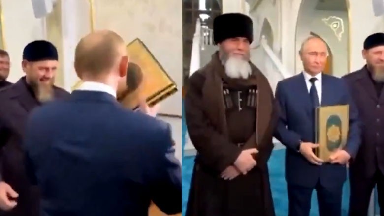 Putin kisses Holy Quran before gifting it to Prophet Isa Mosque in Chechnya