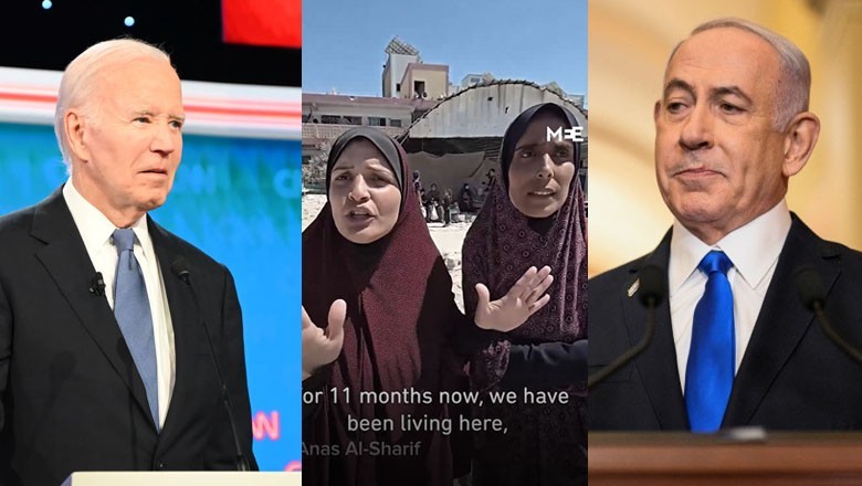 "We want to die here, We won't leave Gaza," Palestinian women send message to Biden, Netanyahu