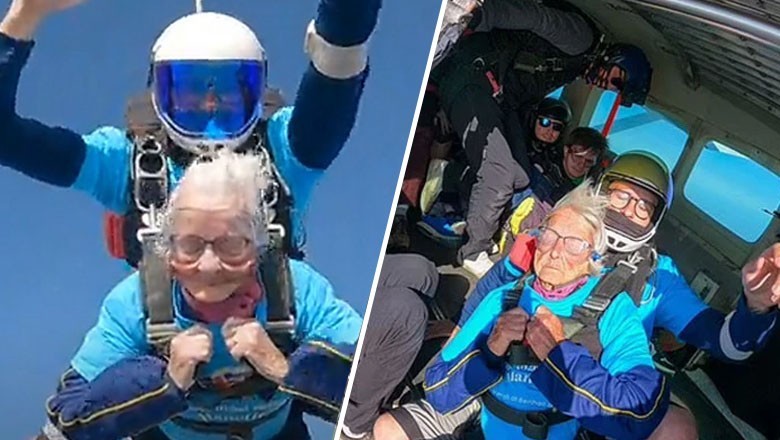UK woman celebrates 102nd birthday with thrilling skydive