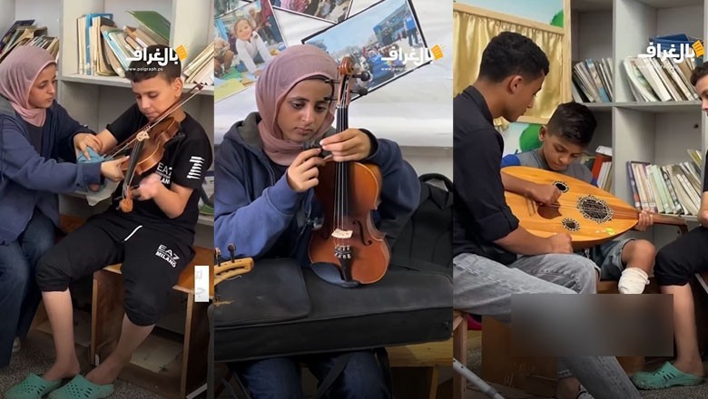"Music gives us comfort during war:" Young Palestinian girl teaches violin to Gaza children