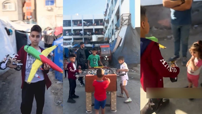 Palestinian boy creates toys for children using garbage in Gaza