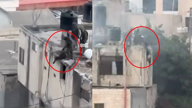 Israeli soldiers filmed throwing lifeless bodies of Palestinians from rooftop