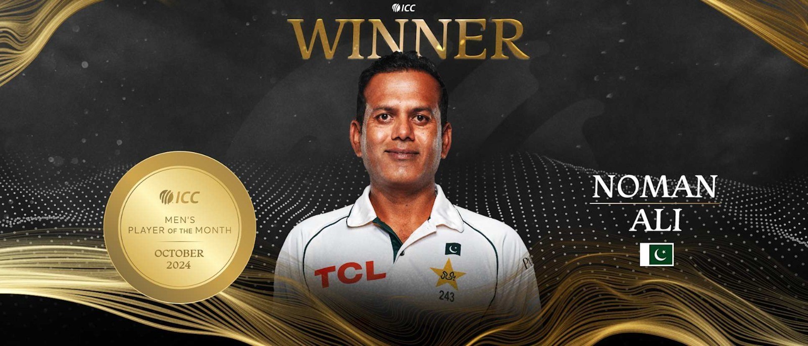 ICC declares spinner Noman Ali Men’s Player of the Month for October 2024