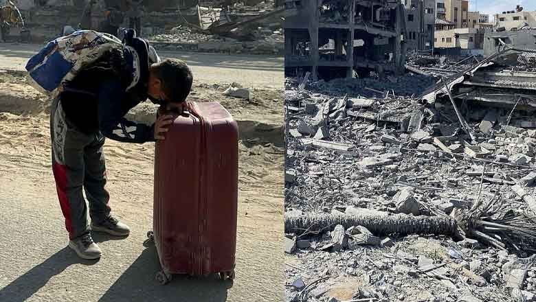 Gaza child exhausted by displacement amid Israeli military offensive