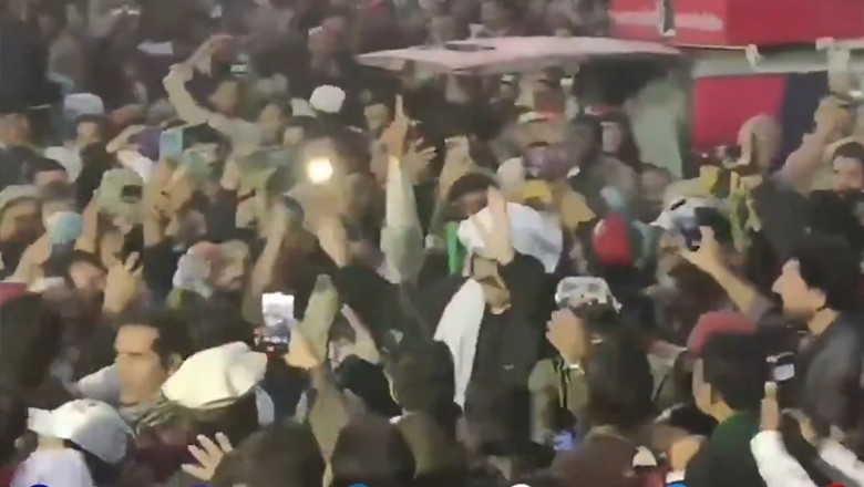 Ali Amin Gandapur joins PTI workers after reaching Motorway Rest area