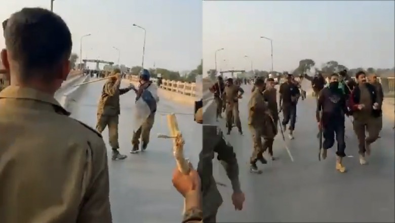 Punjab police retreat upon PTI caravans’ arrival at Khushab Bridge