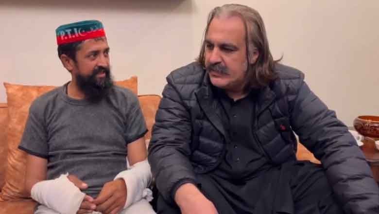 CM Gandapur meets PTI worker who was pushed off containers