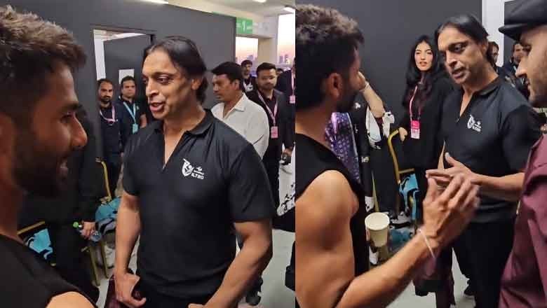 Shoaib Akhtar and Harbhajan Singh catch up with Shahid Kapoor in Dubai
